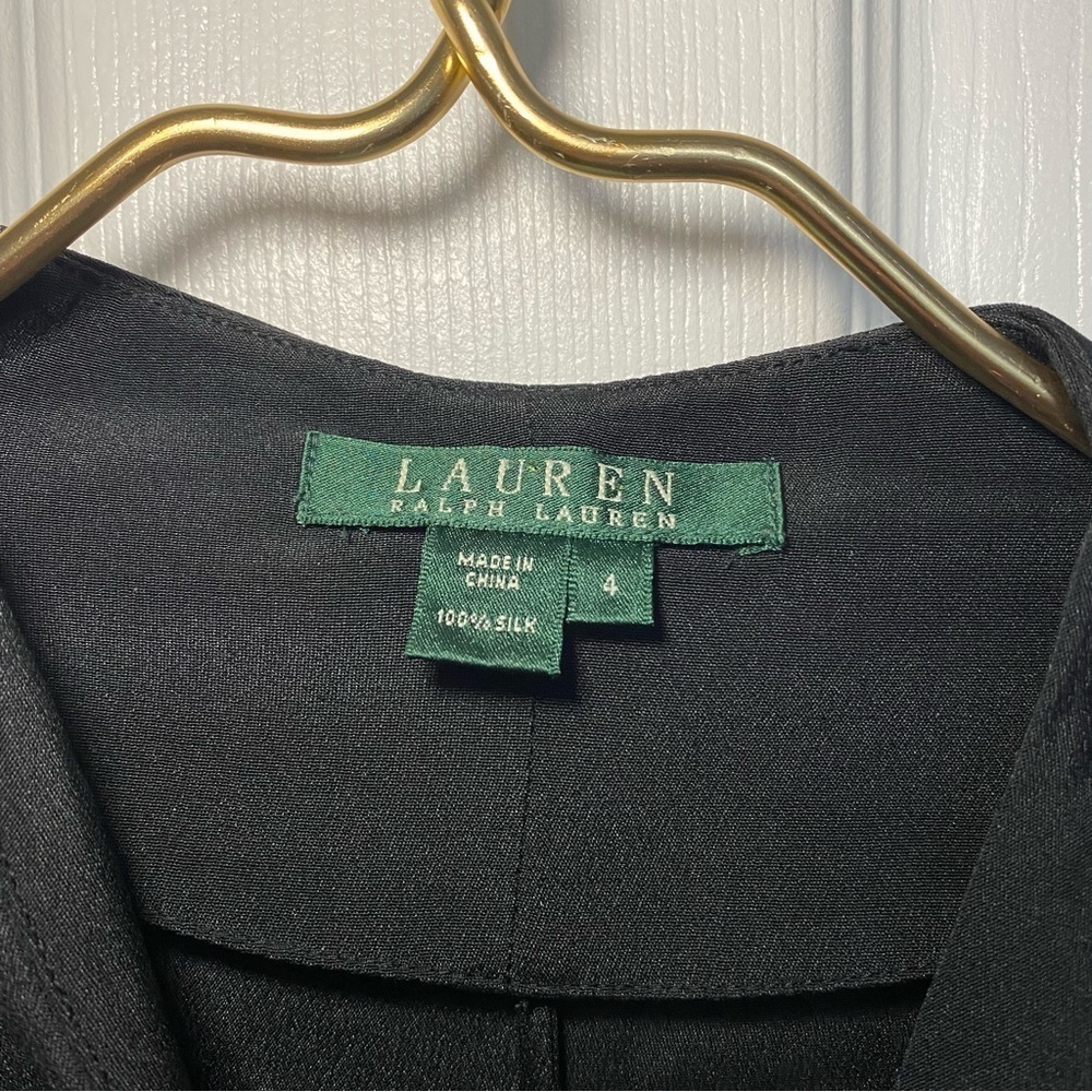 Ralph Lauren 100% Silk blouse silver buttons shirt long sleeve v neck size 4 - Picture 4 of 8